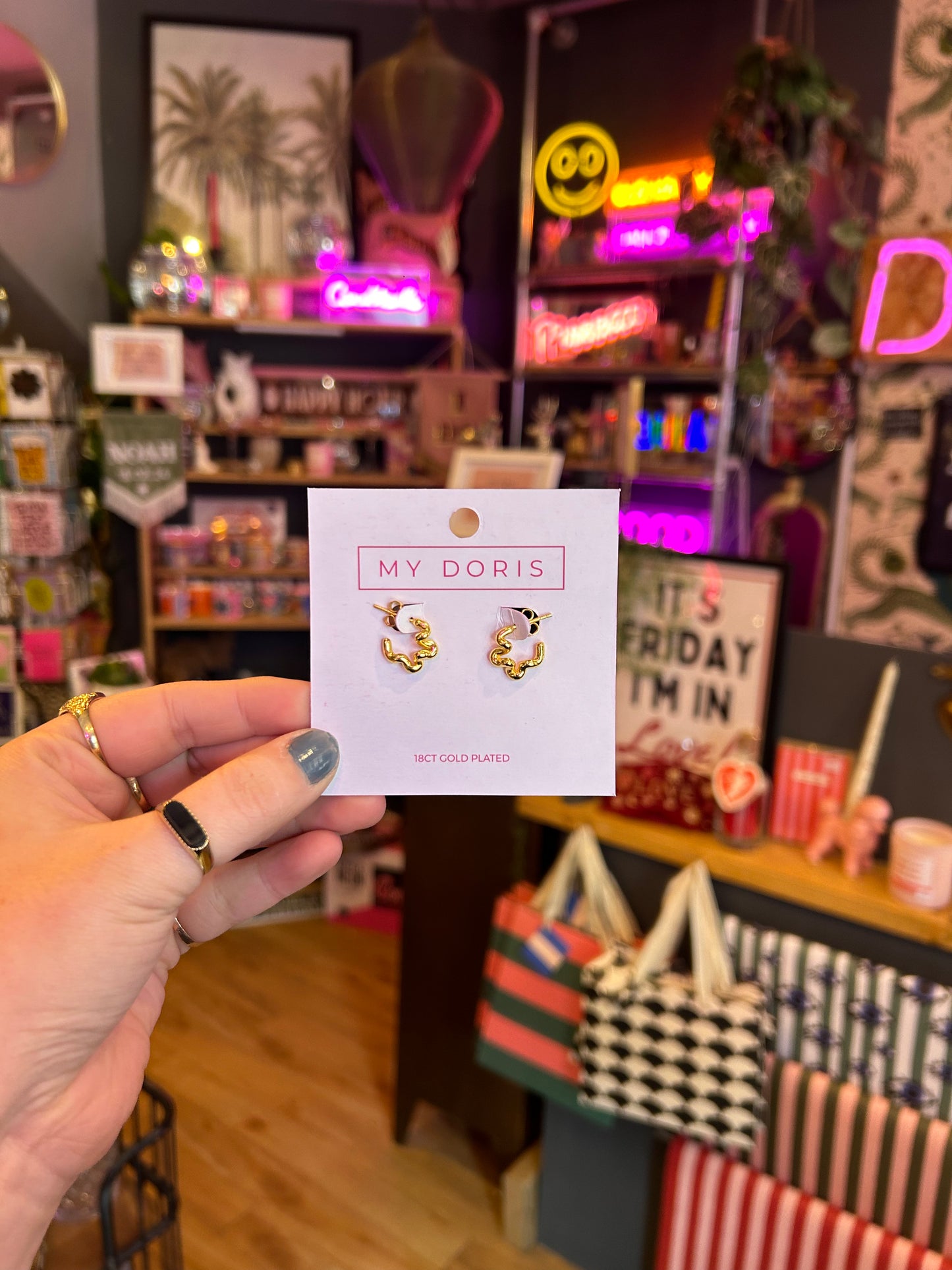 Gold Wiggle Hoops - Mini