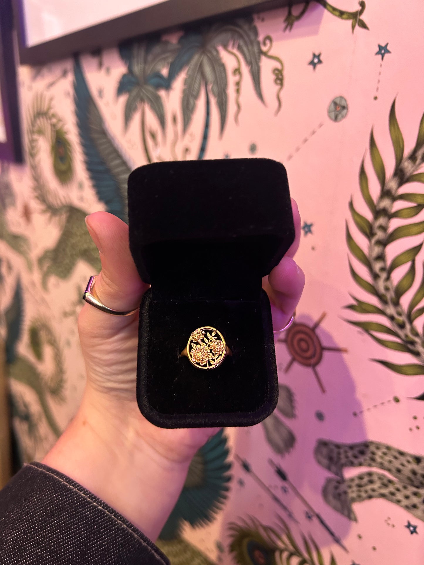 Floral Adjustable Signet Ring