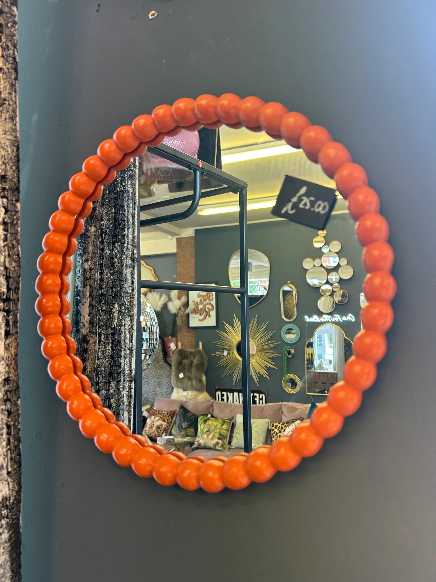 Orange Ball Framed Mirror