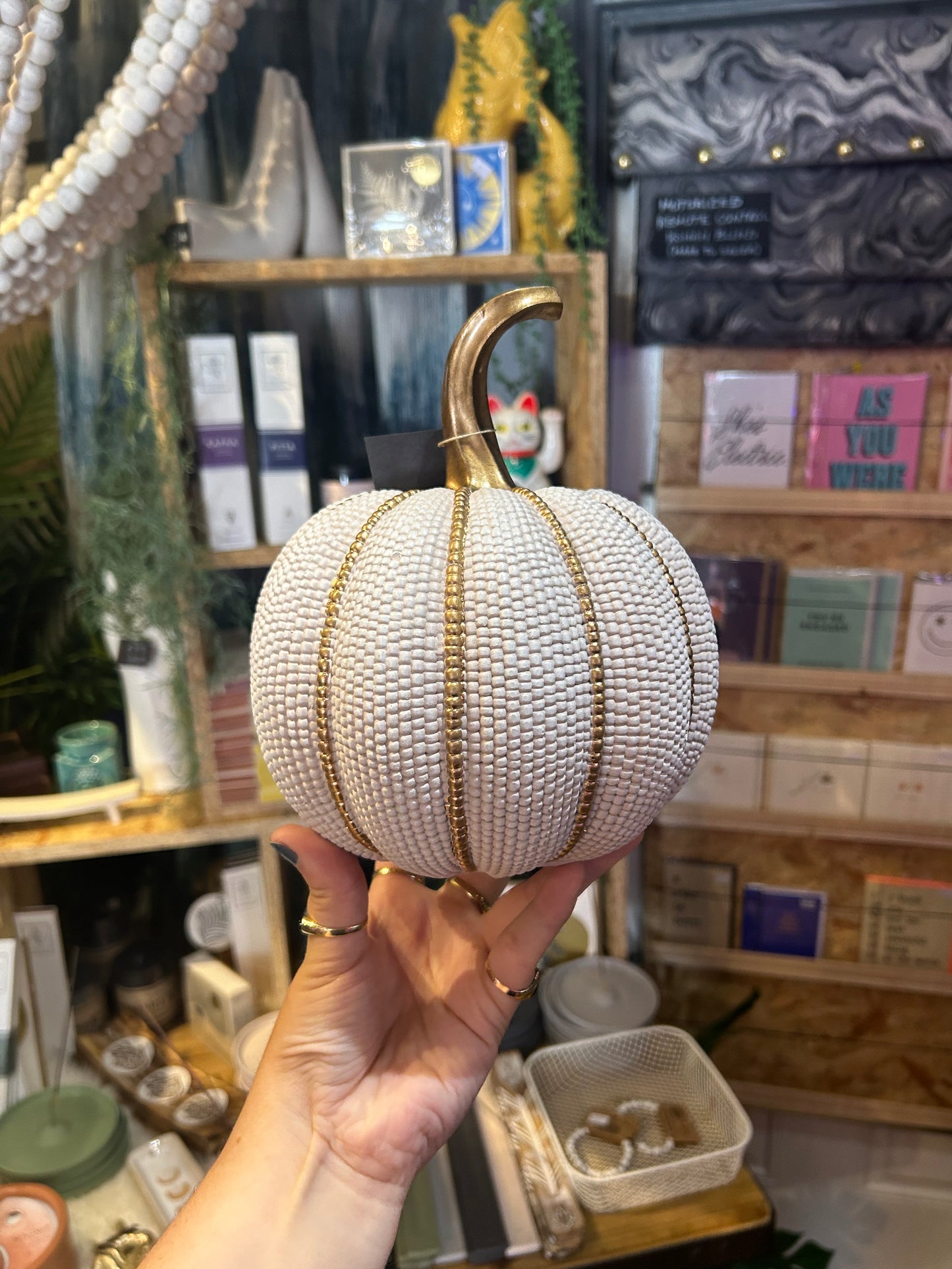 Small White and Gold Pumpkin