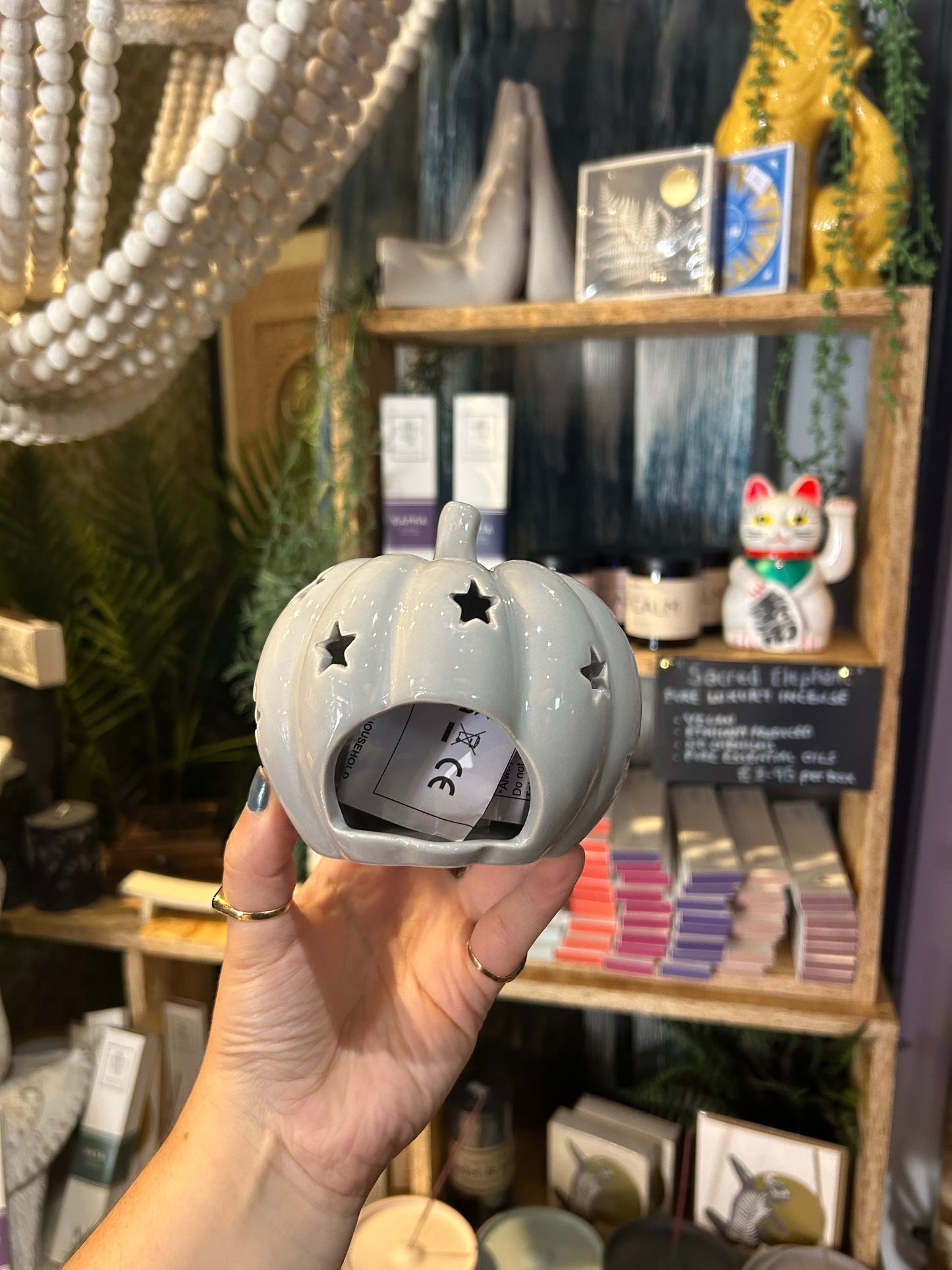 Grey Ceramic Pumpkin T-Light