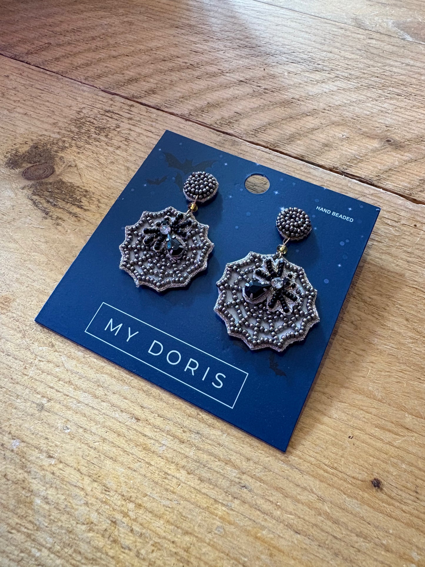 Black Spider Web Beaded Earrings