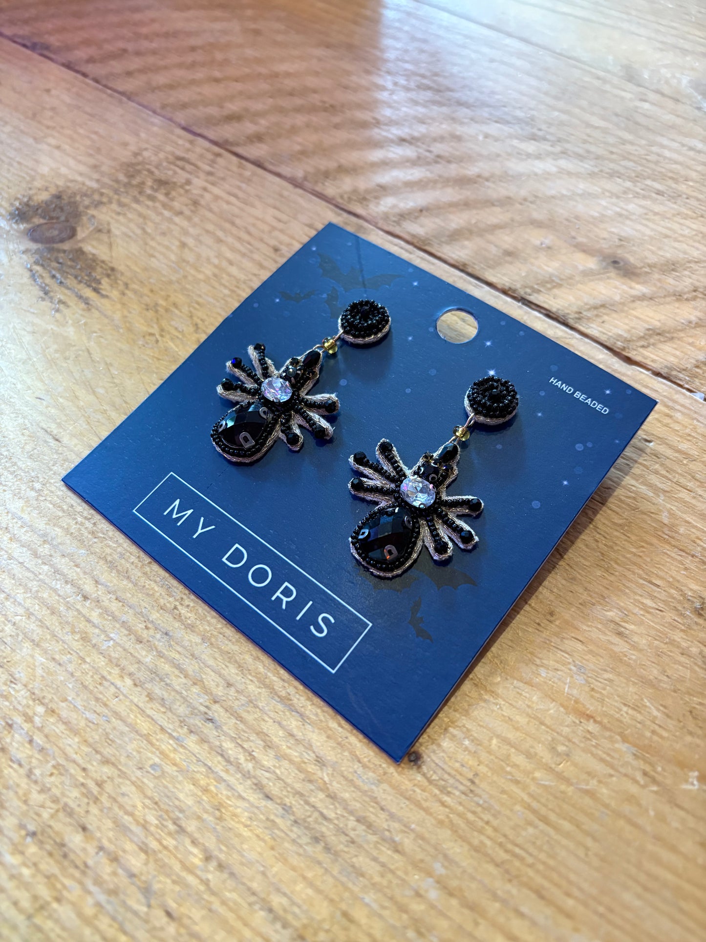 Black Spider Beaded Earrings