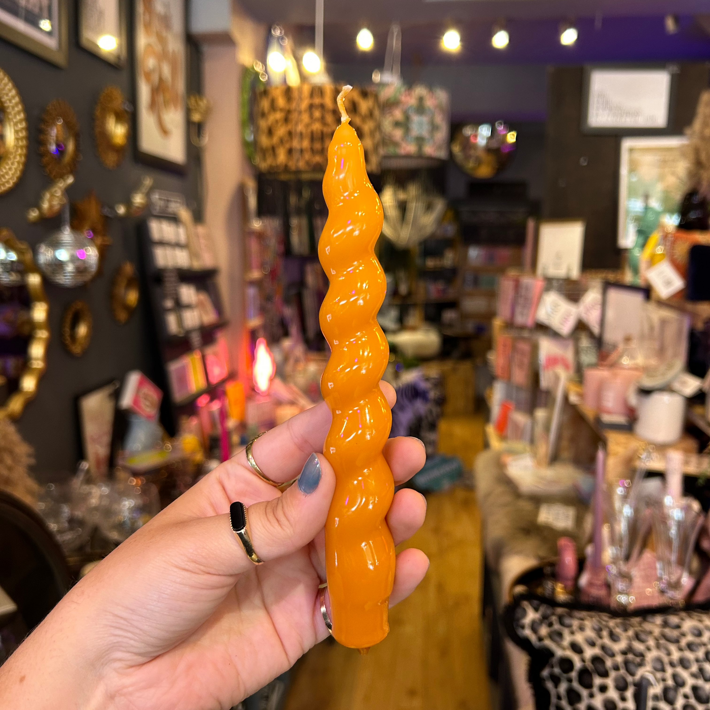 Orange Spiral Dinner Candle