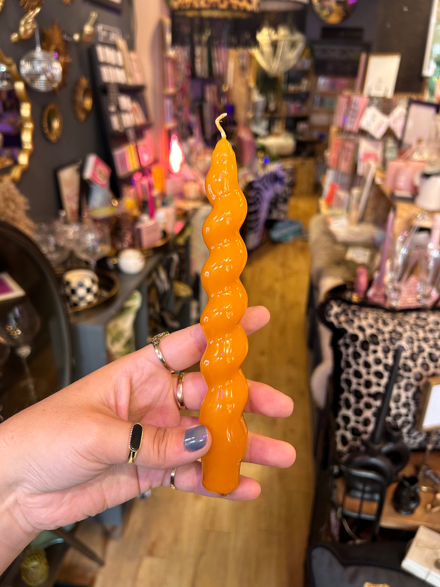 Orange Spiral Dinner Candle