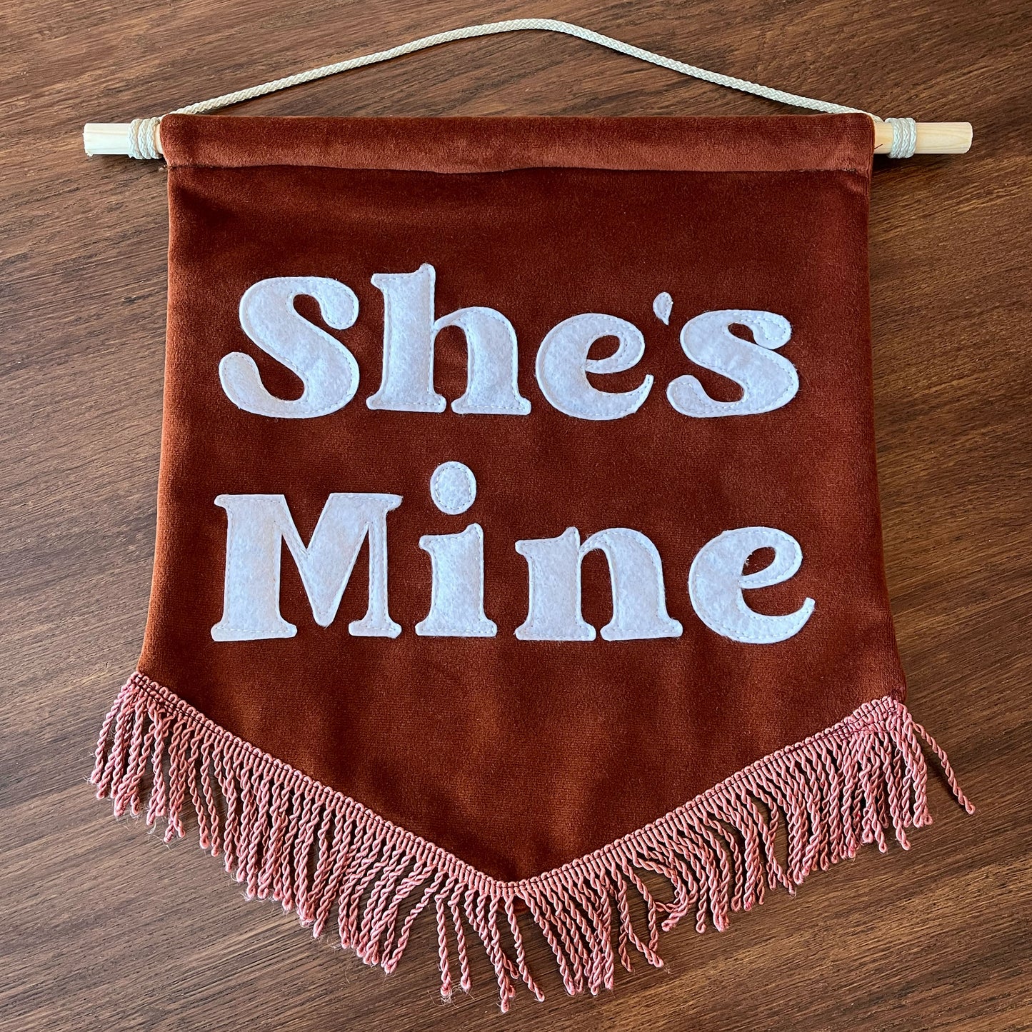 I'm Yours She's Mine Velvet Banner Duo