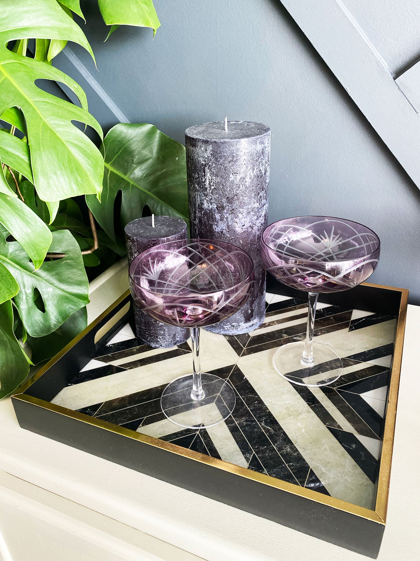 Etched Champagne Glasses - Set of 4