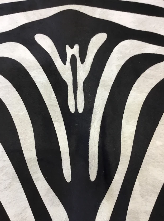 Black and off-white Zebra printed cow hide