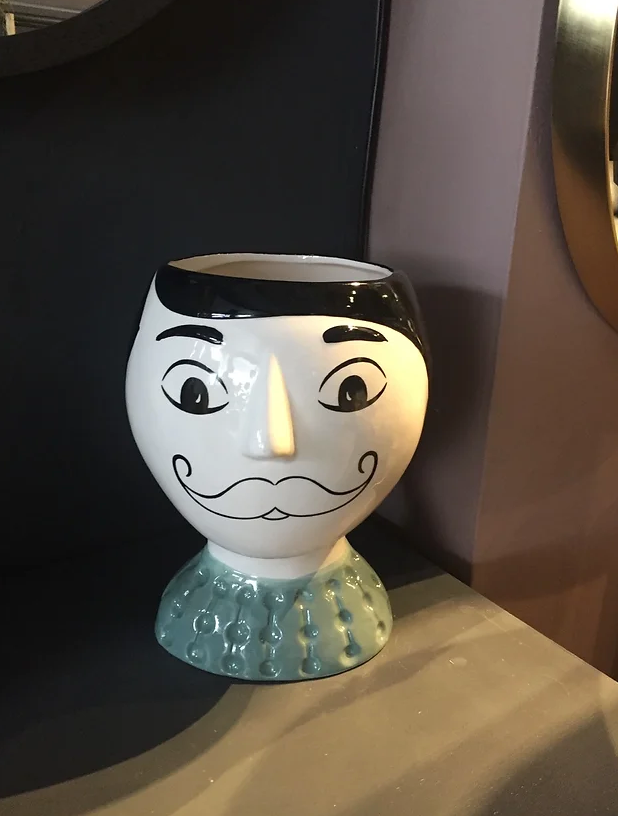 Doodle Face Vase/Planter - MOUSTACHE