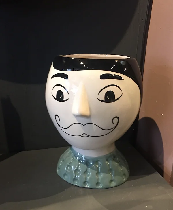 Doodle Face Vase/Planter - MOUSTACHE