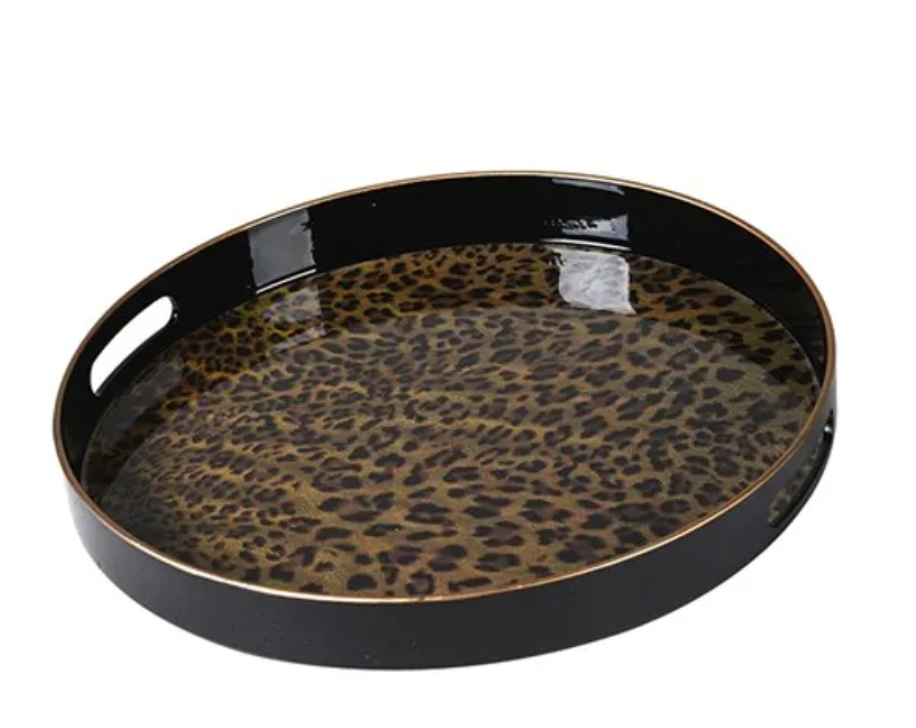 Round Leopard Tray