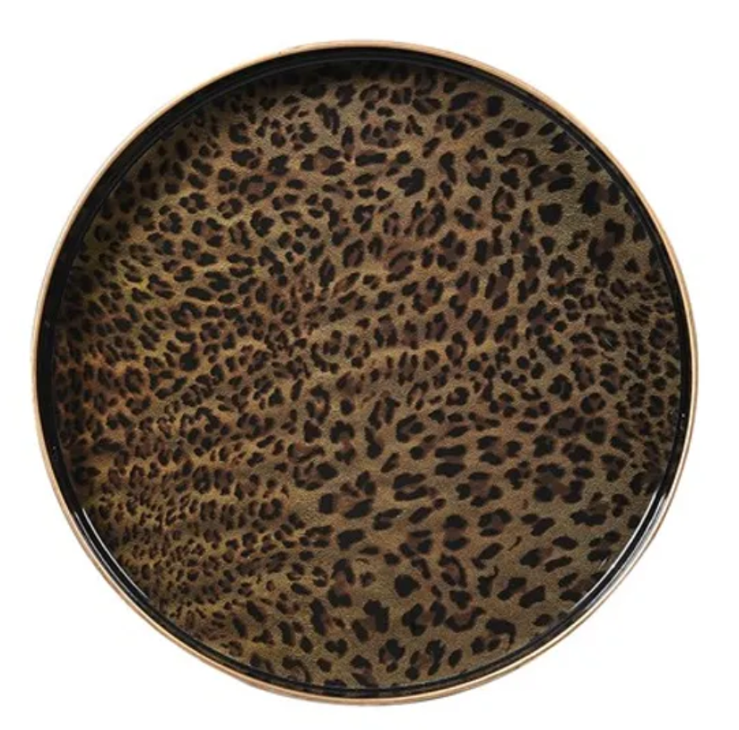 Round Leopard Tray