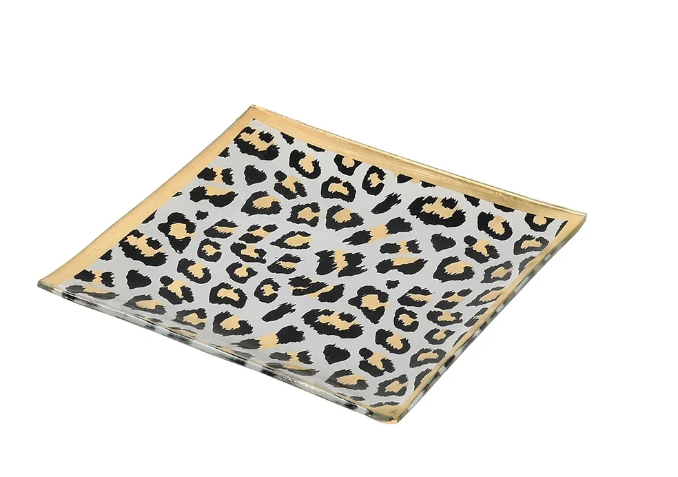 Leopard Print Square Trinket Tray