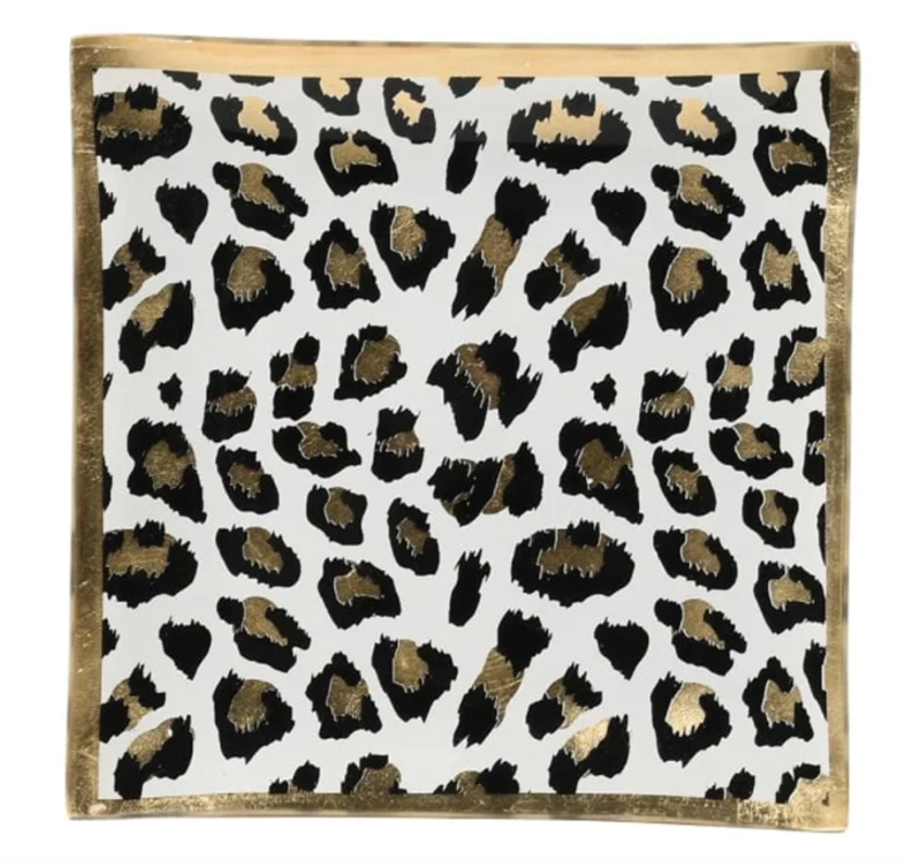 Leopard Print Square Trinket Tray