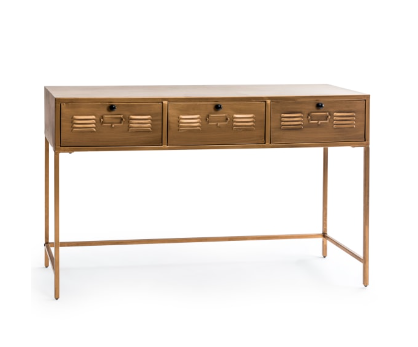 Brushed Antique Gold Metal Console