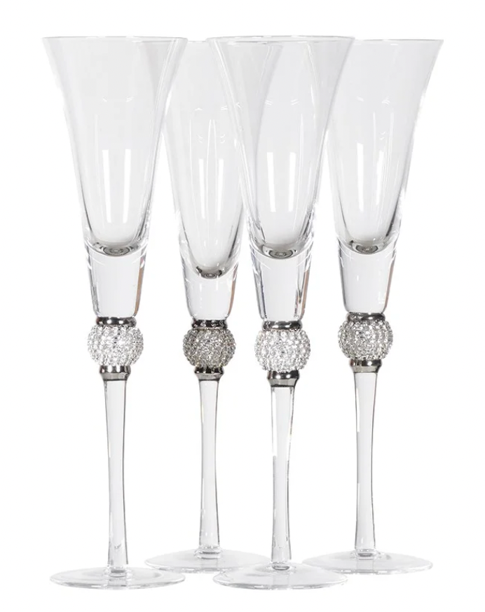 Diamante champagne flutes -Set of 4