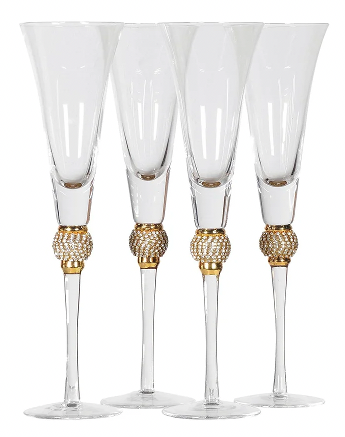 Diamante champagne flutes -Set of 4