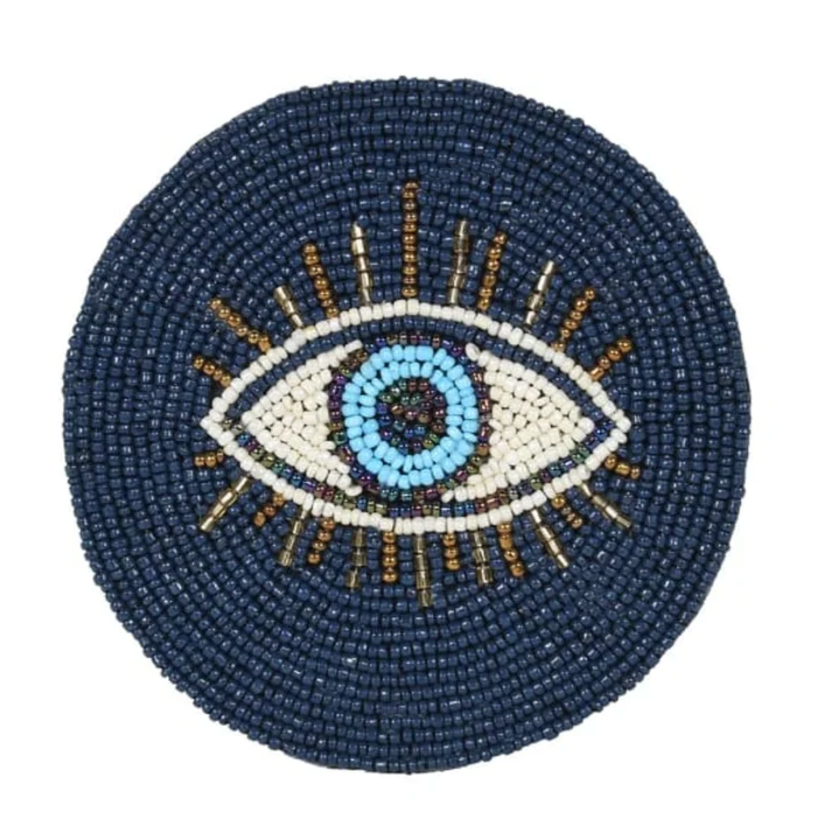 Evil eye beaded coasters - set of 4