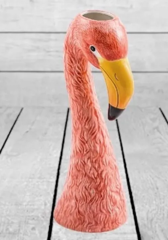 Large Pink Flamingo Head Vase