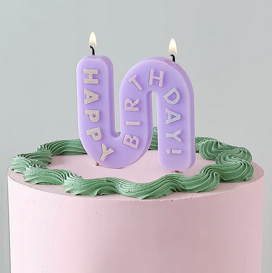 Pastel Wavy Happy Birthday Candle
