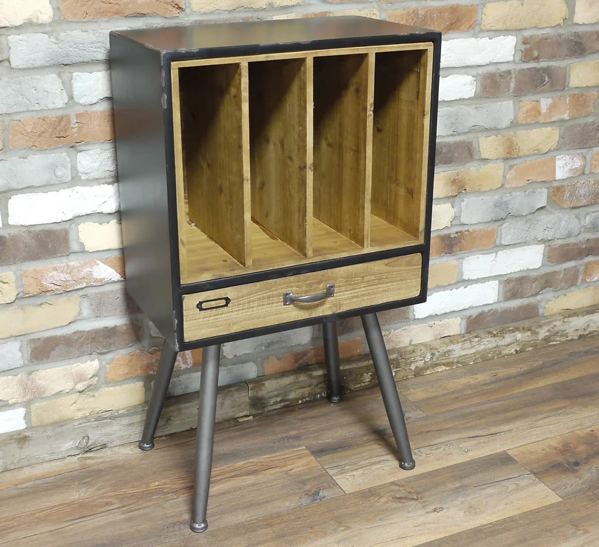 Retro Vinyl Record Holder Cabinet