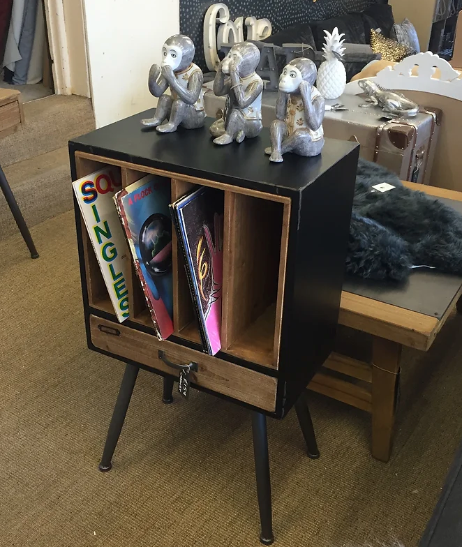 Retro Vinyl Record Holder Cabinet