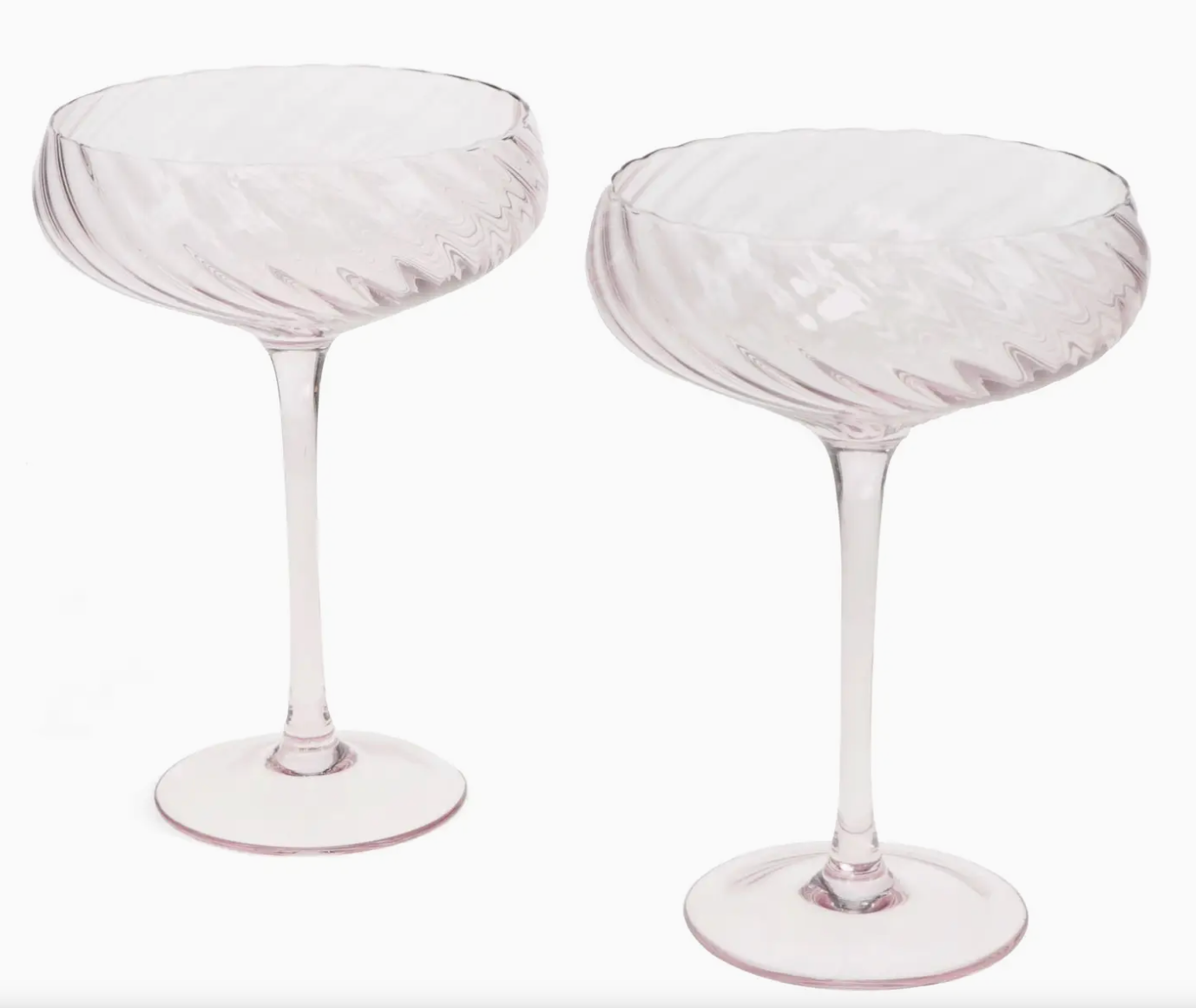 Pink Scalloped Coupe Cocktail Glasses