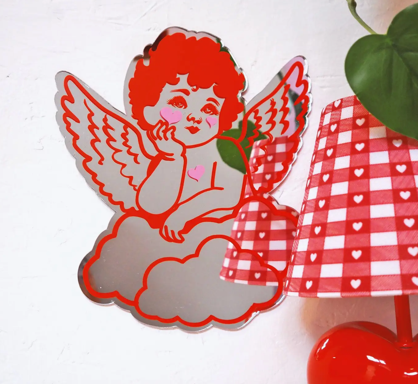 Red Cherub Mirror