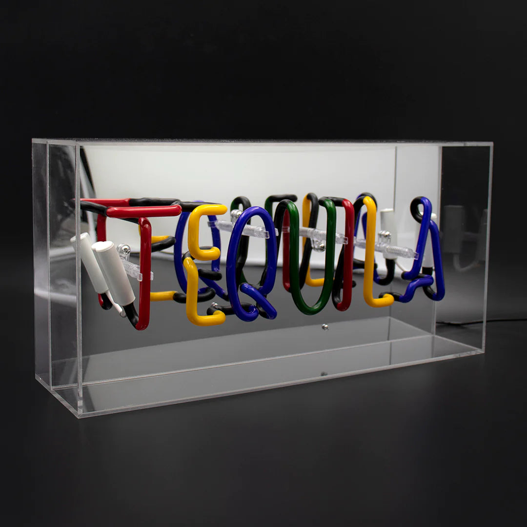Multi 'TEQUILA' Acrylic Box Glass Neon Light