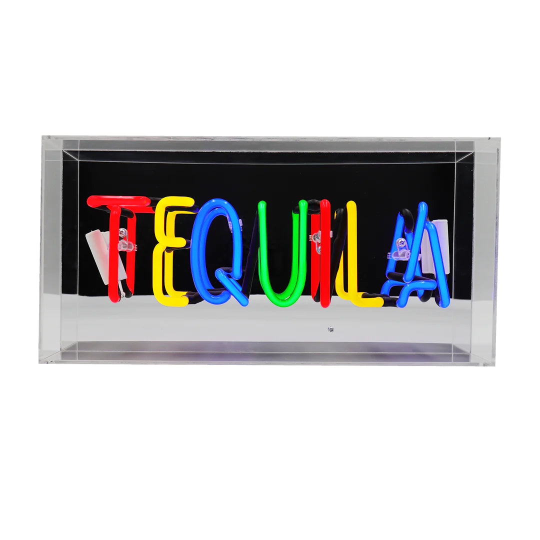 Multi 'TEQUILA' Acrylic Box Glass Neon Light