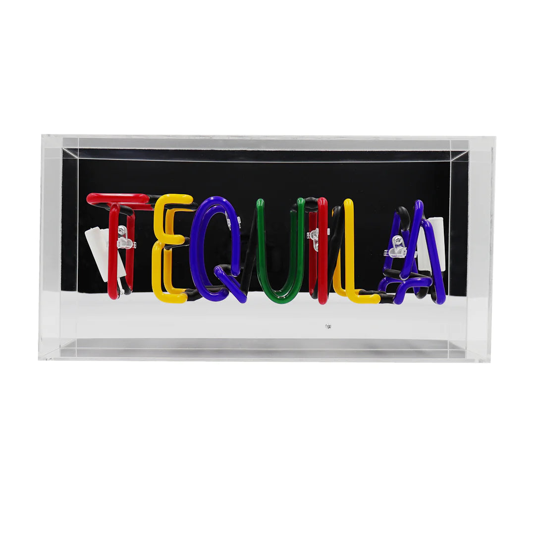Multi 'TEQUILA' Acrylic Box Glass Neon Light