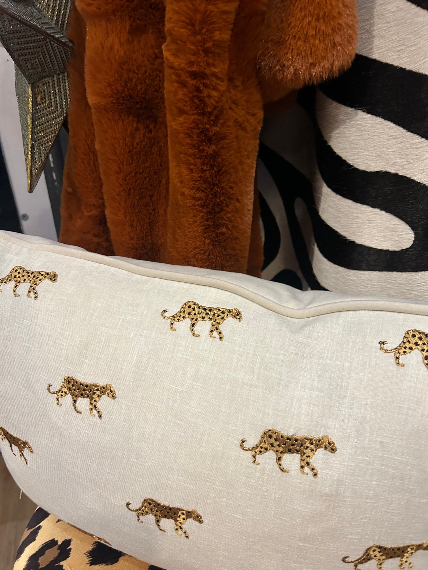 Cream Cheetah Cushion