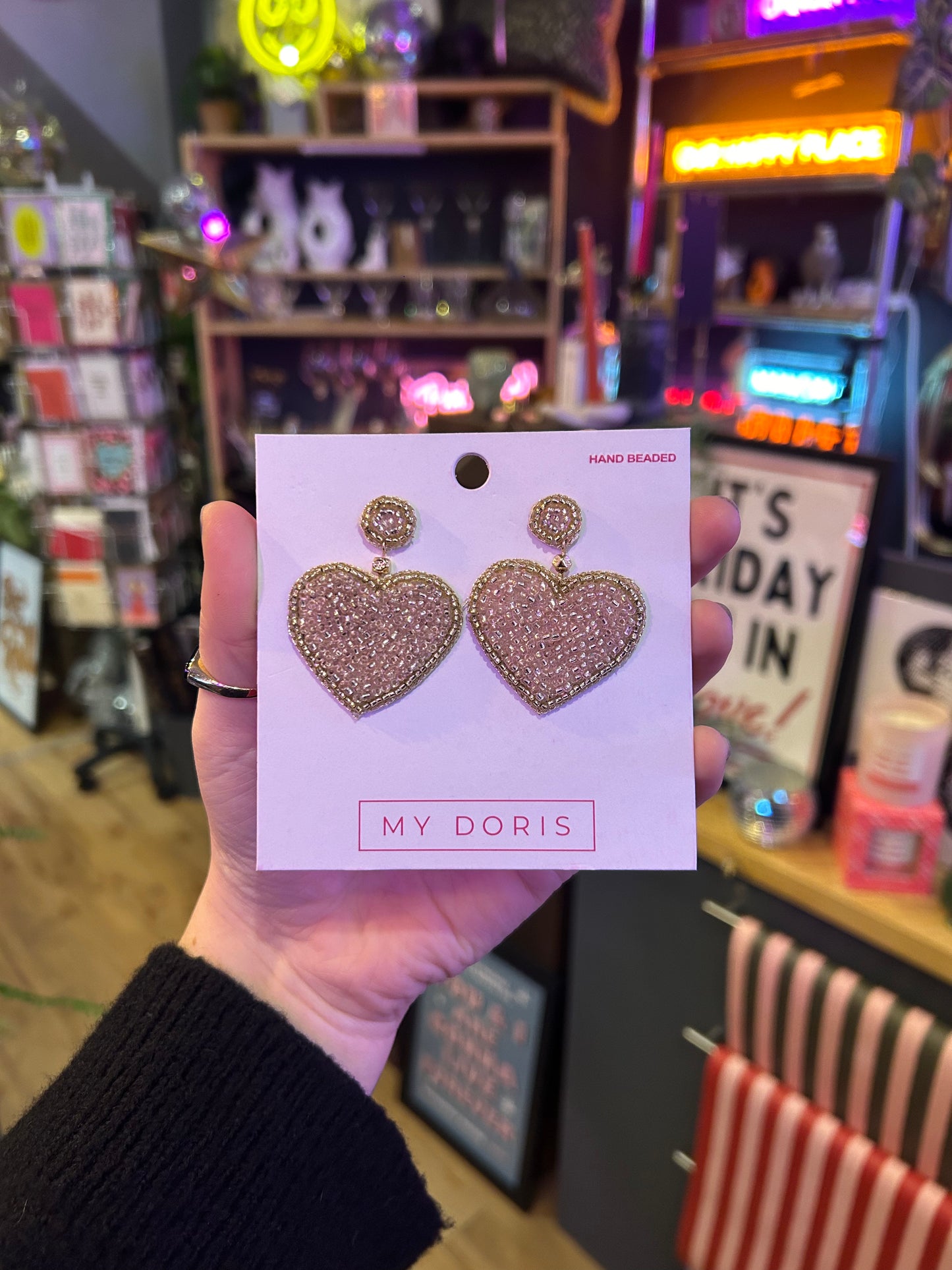 Pale Pink Heart Earrings