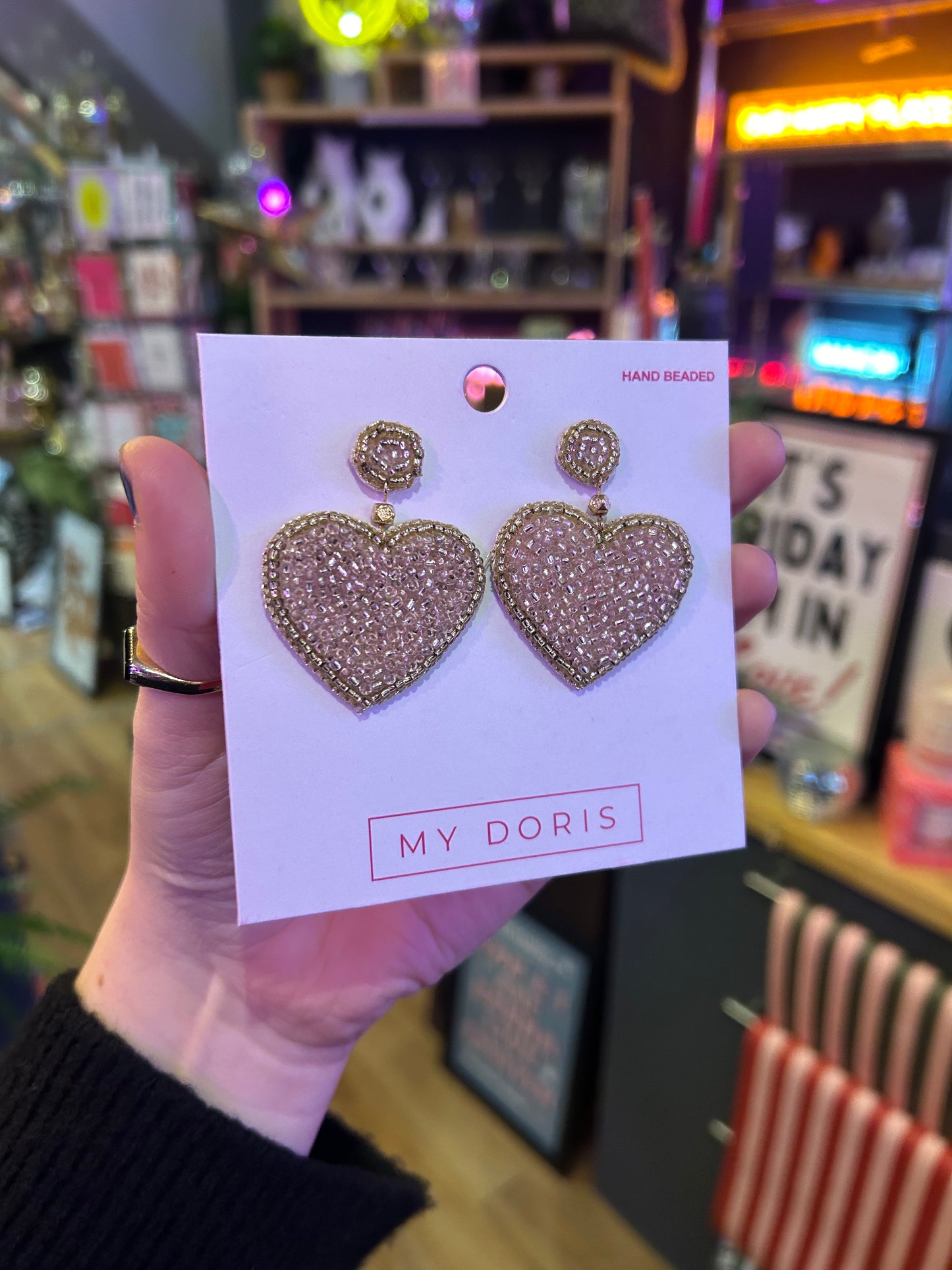 Pale Pink Heart Earrings
