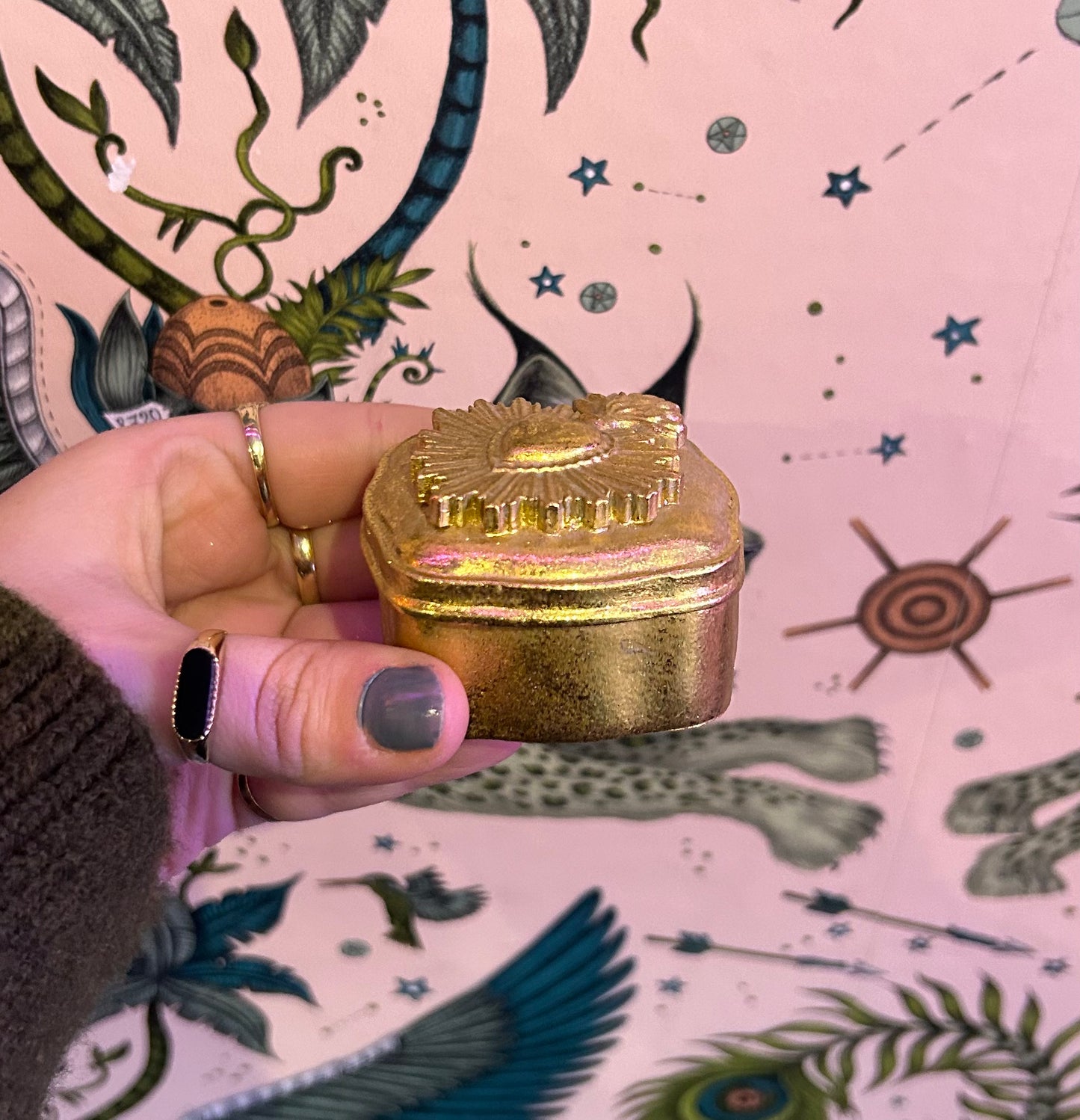 Sacred Heart Gold Trinket Box