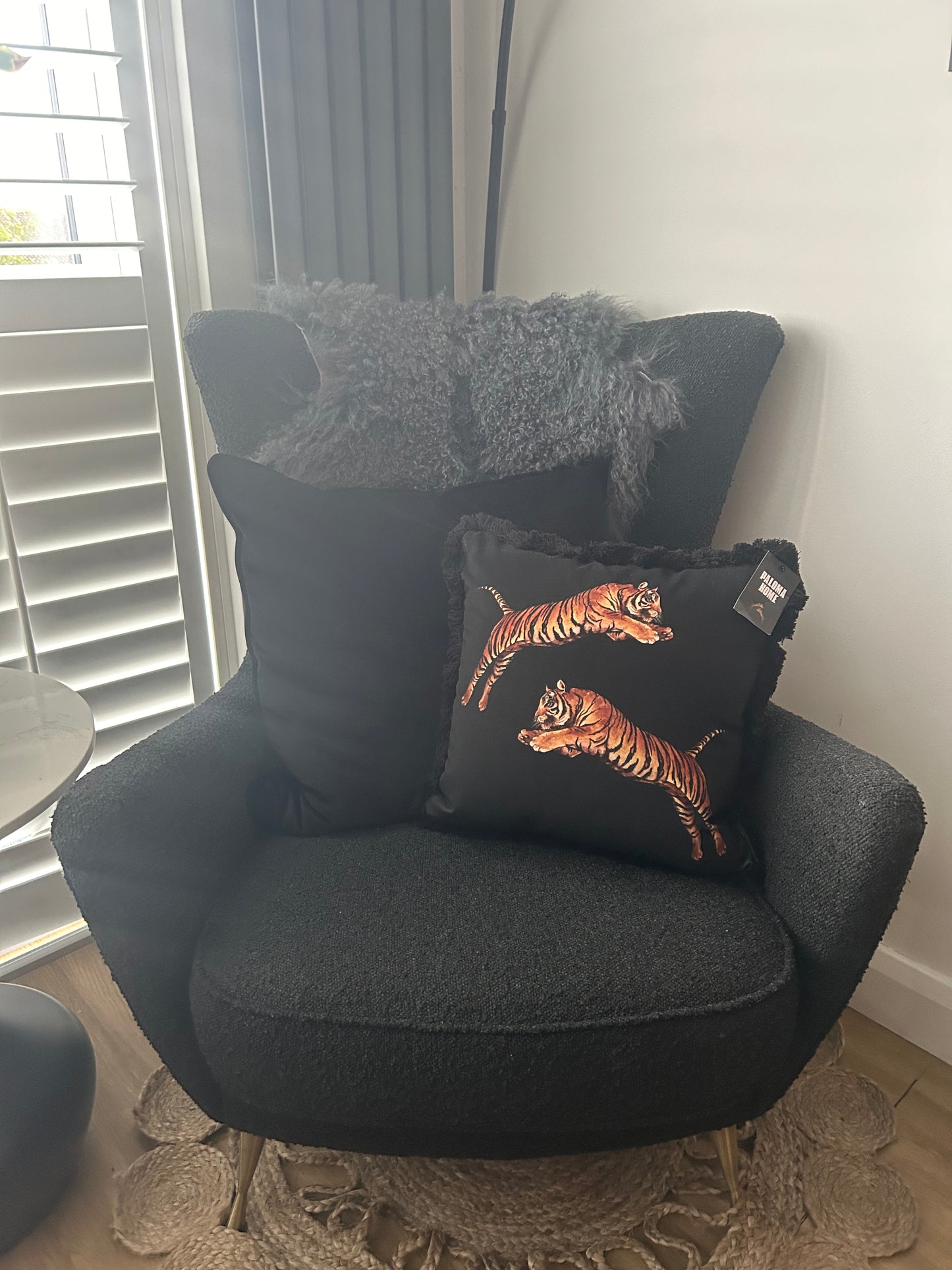 Paloma Home - Black pouncing Tiger cushion