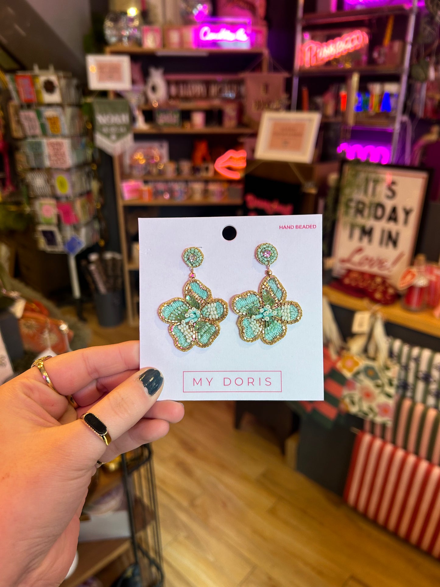 Mint Flower Earrings