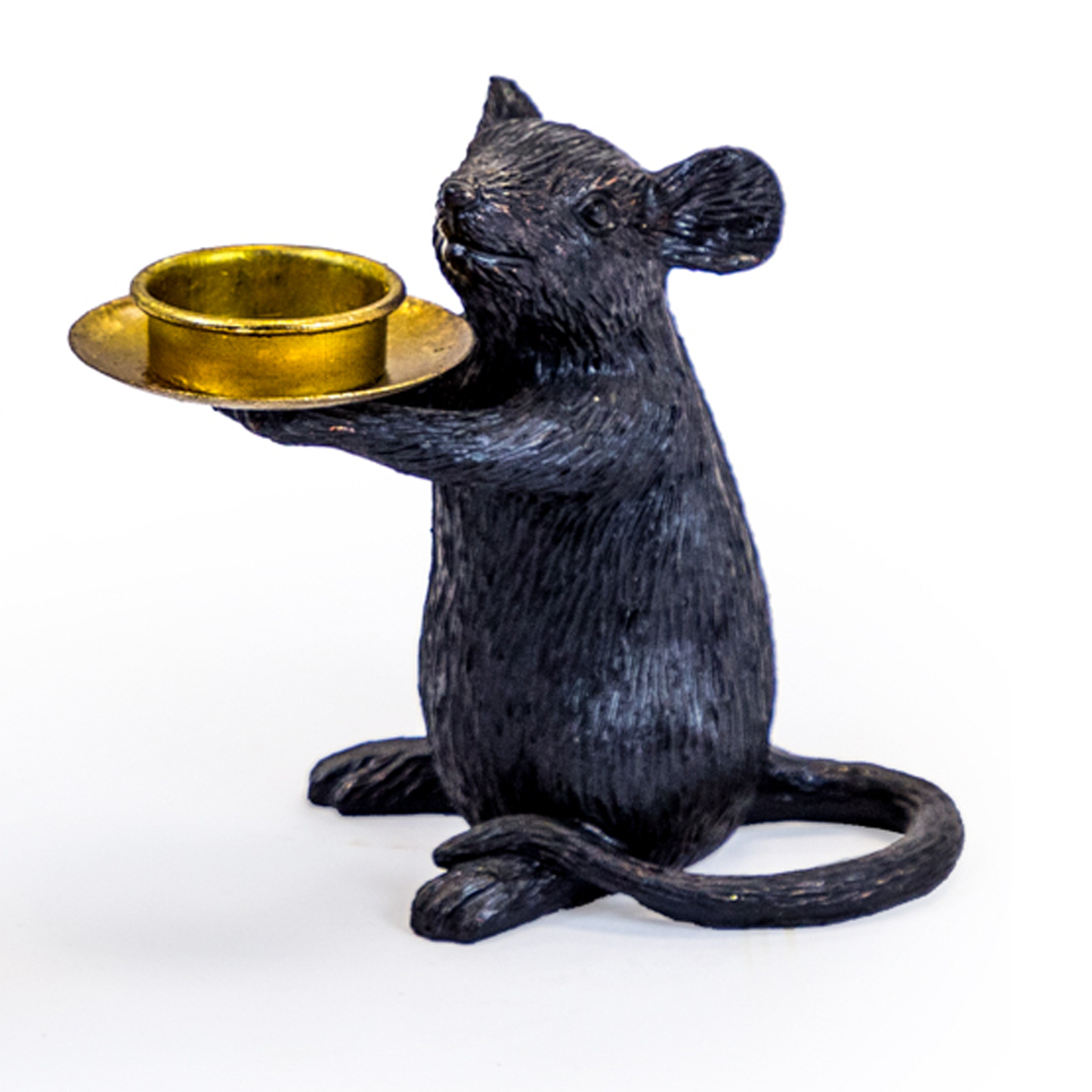 Black And Gold Mouse Candleholder