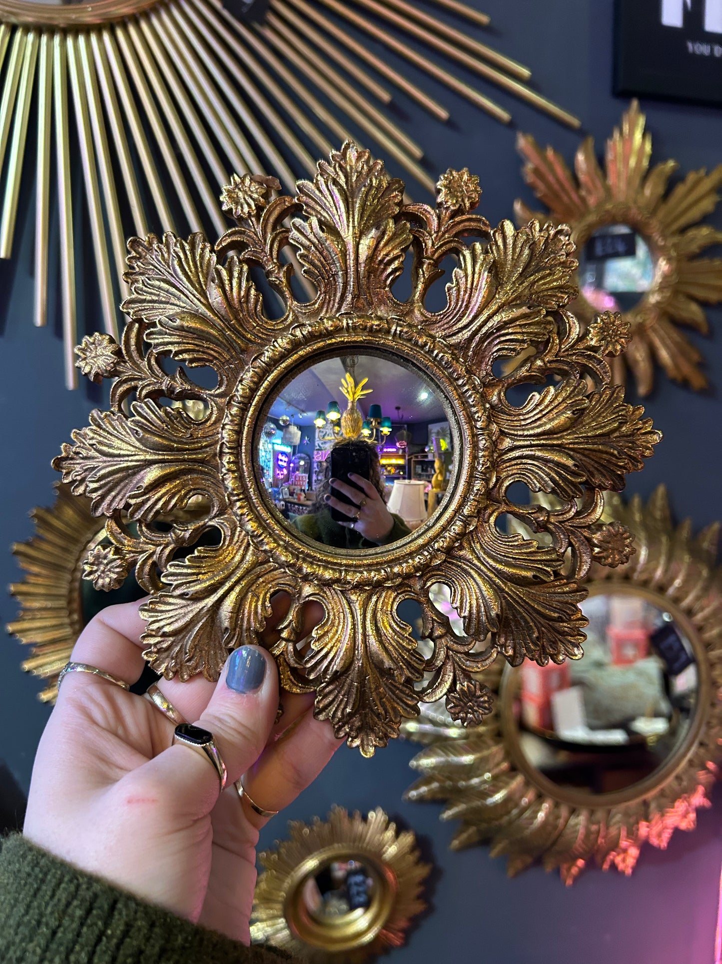 Antiqued Gold Framed Ornate Mirror