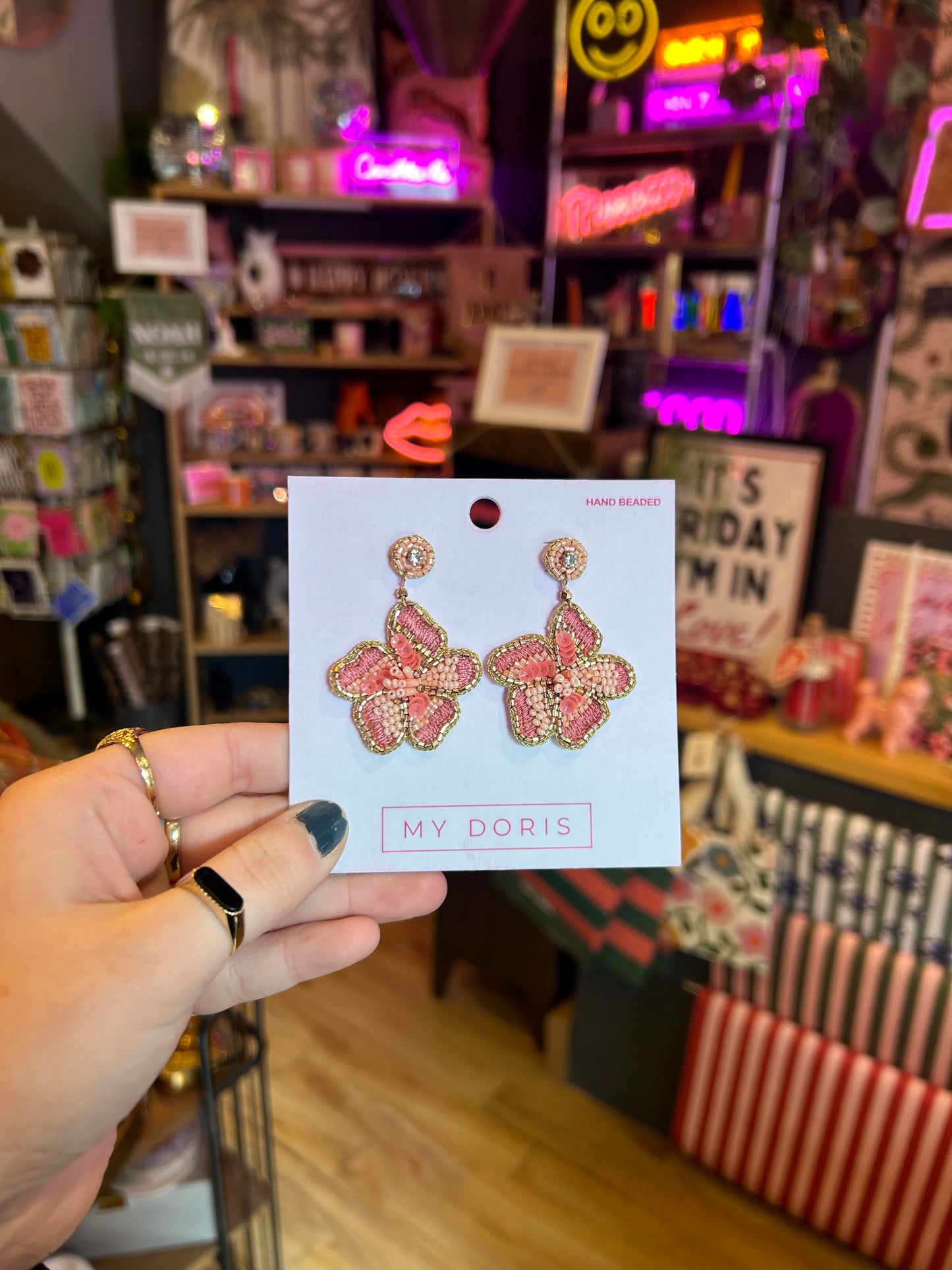Peach Flower Earrings
