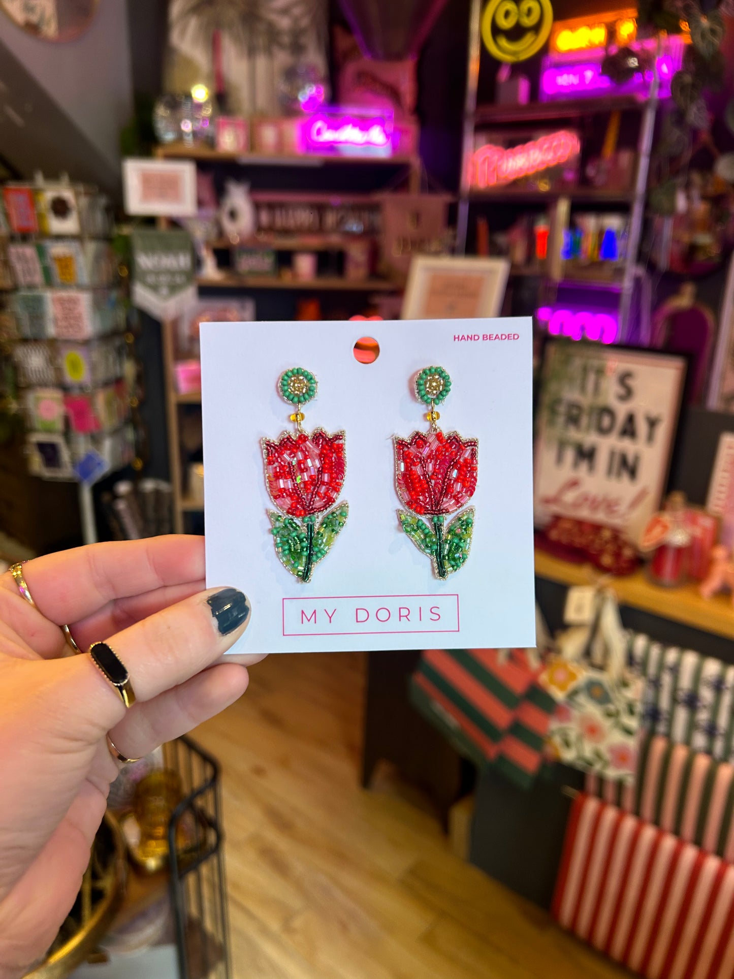 Red Tulip Earrings