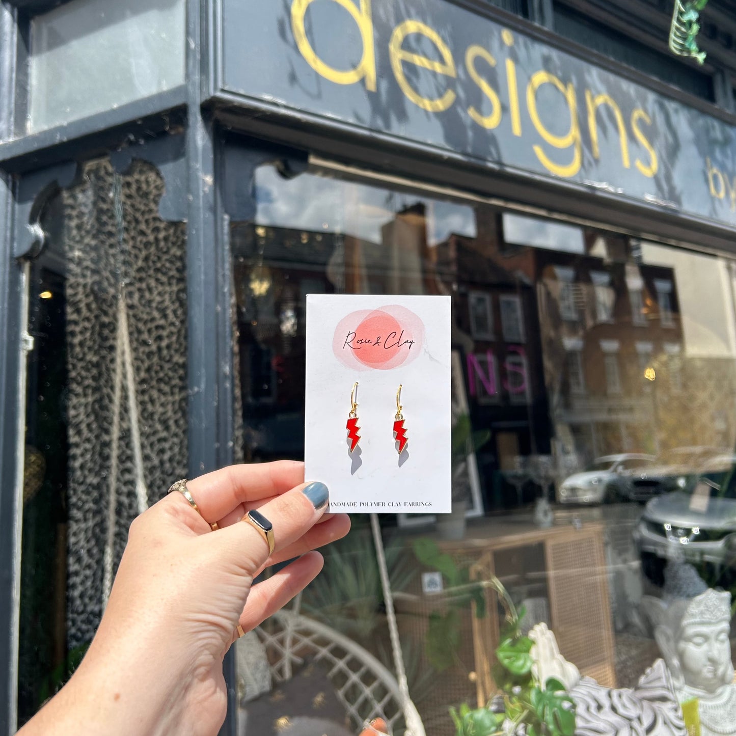 Rosie & Clay Red Lightning Bolt Earrings