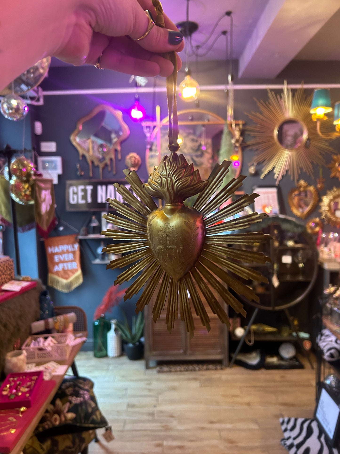 Golden Sacred hanging heart