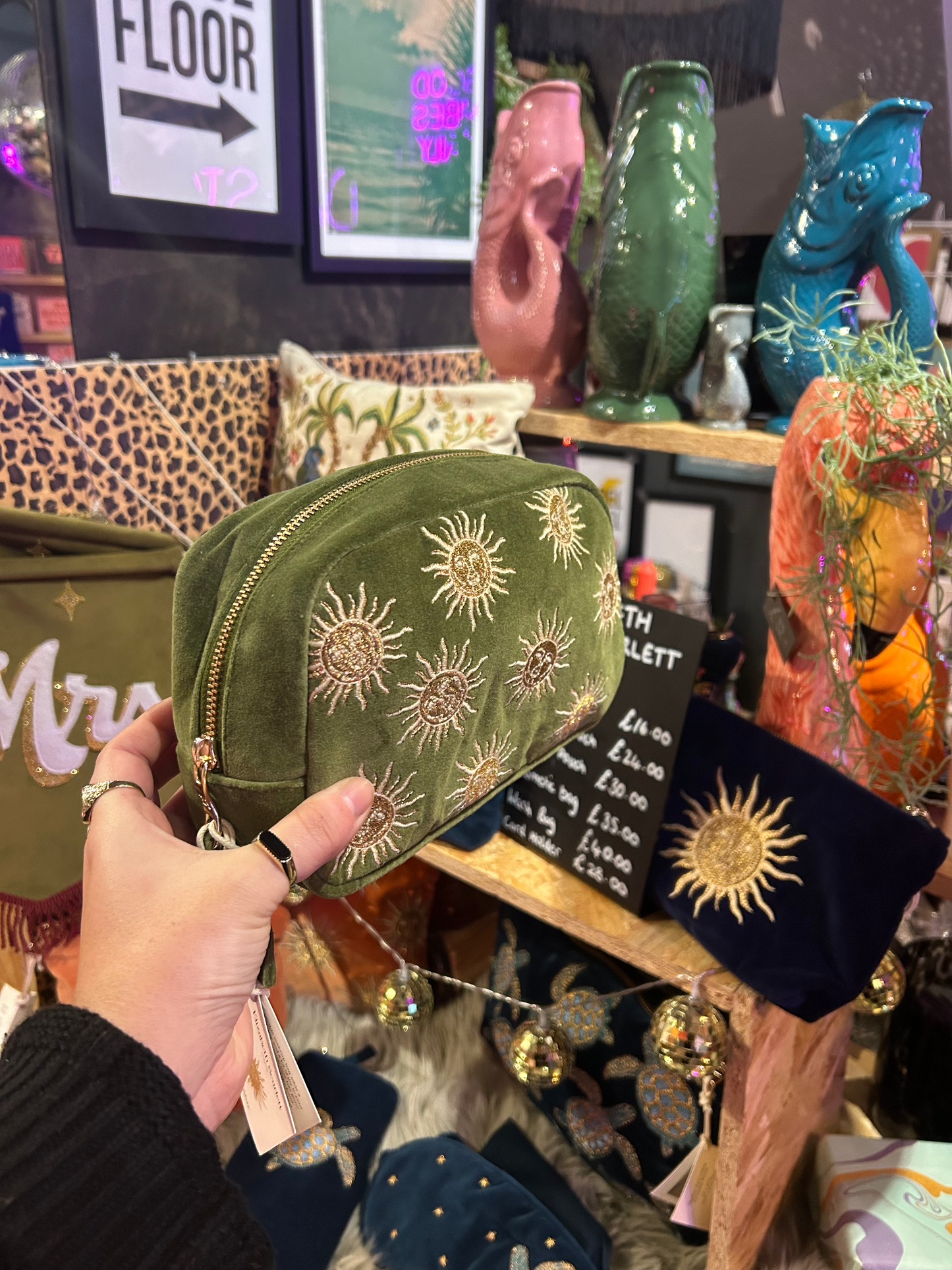 Elizabeth Scarlett Sun Goddess Fern Makeup Bag