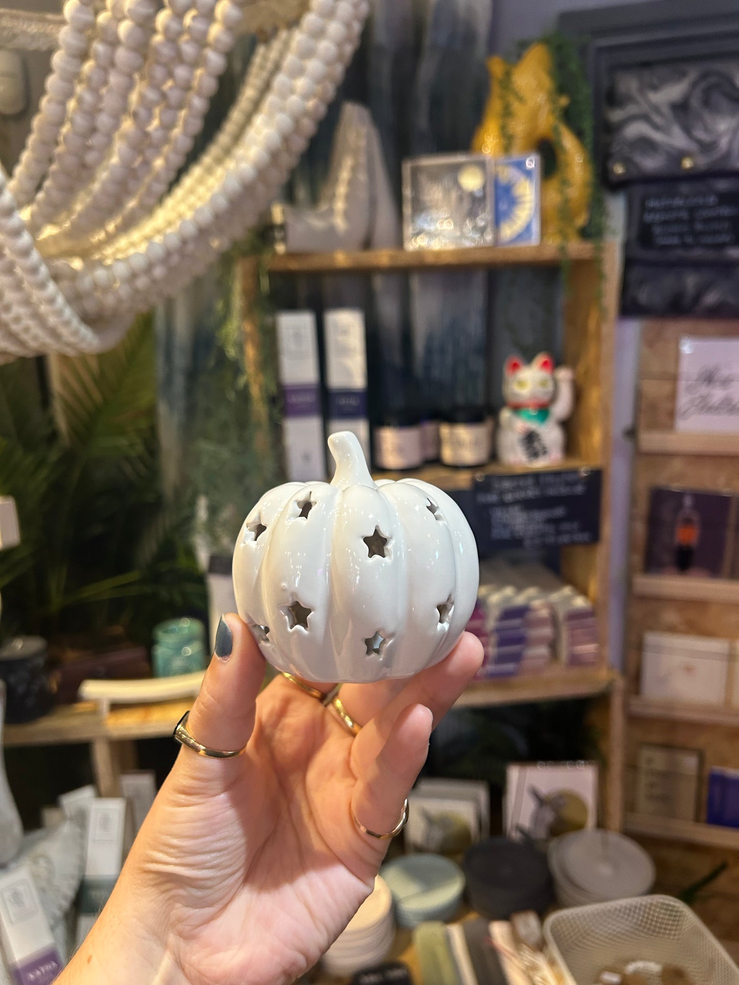 Small White Ceramic Pumpkin