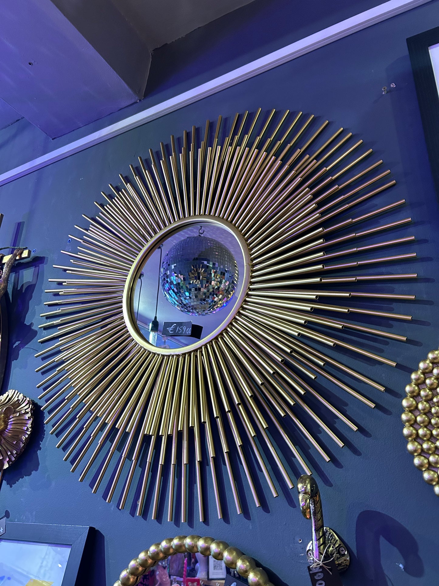 Small Gold 3D Sunburst Mirror