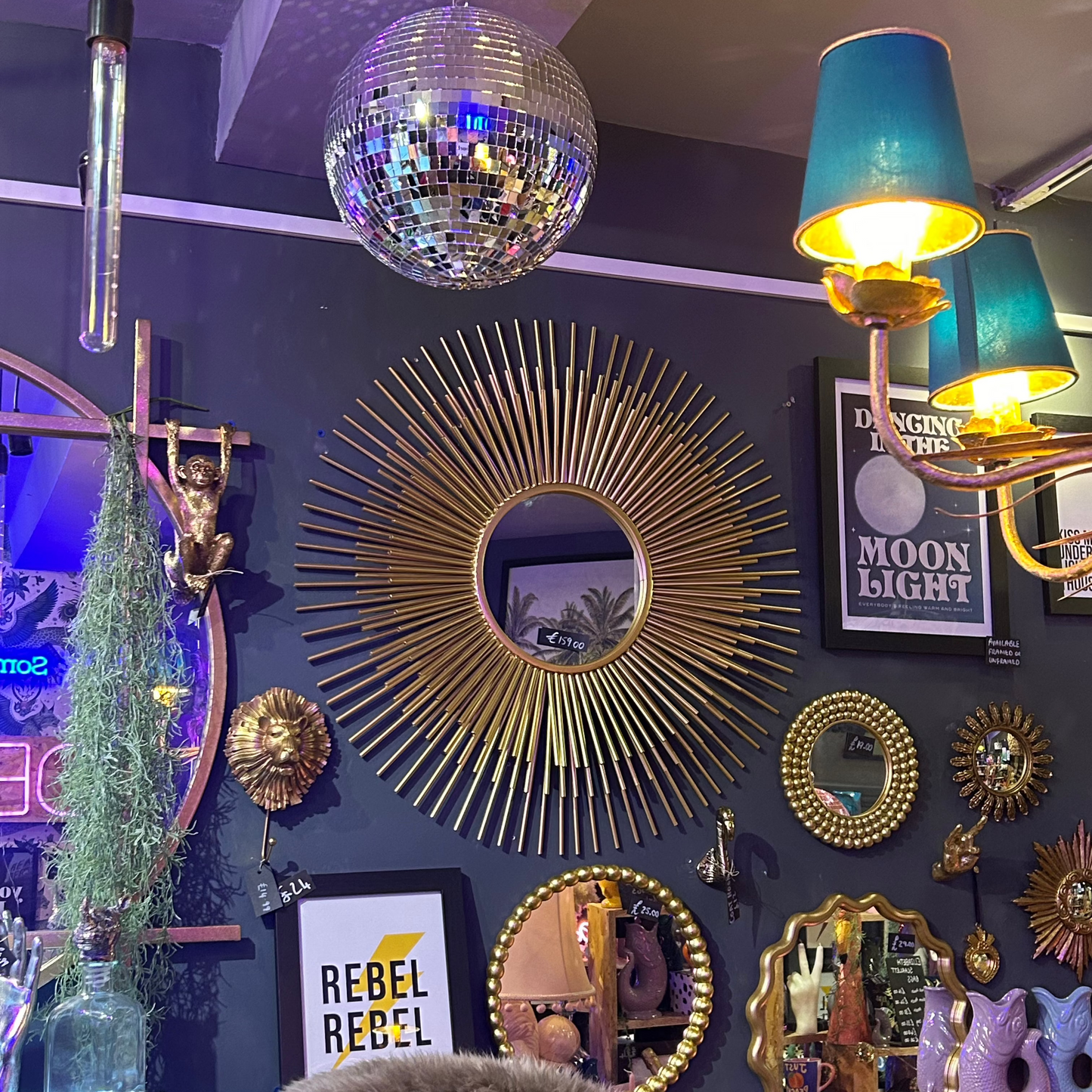 Small Gold 3D Sunburst Mirror