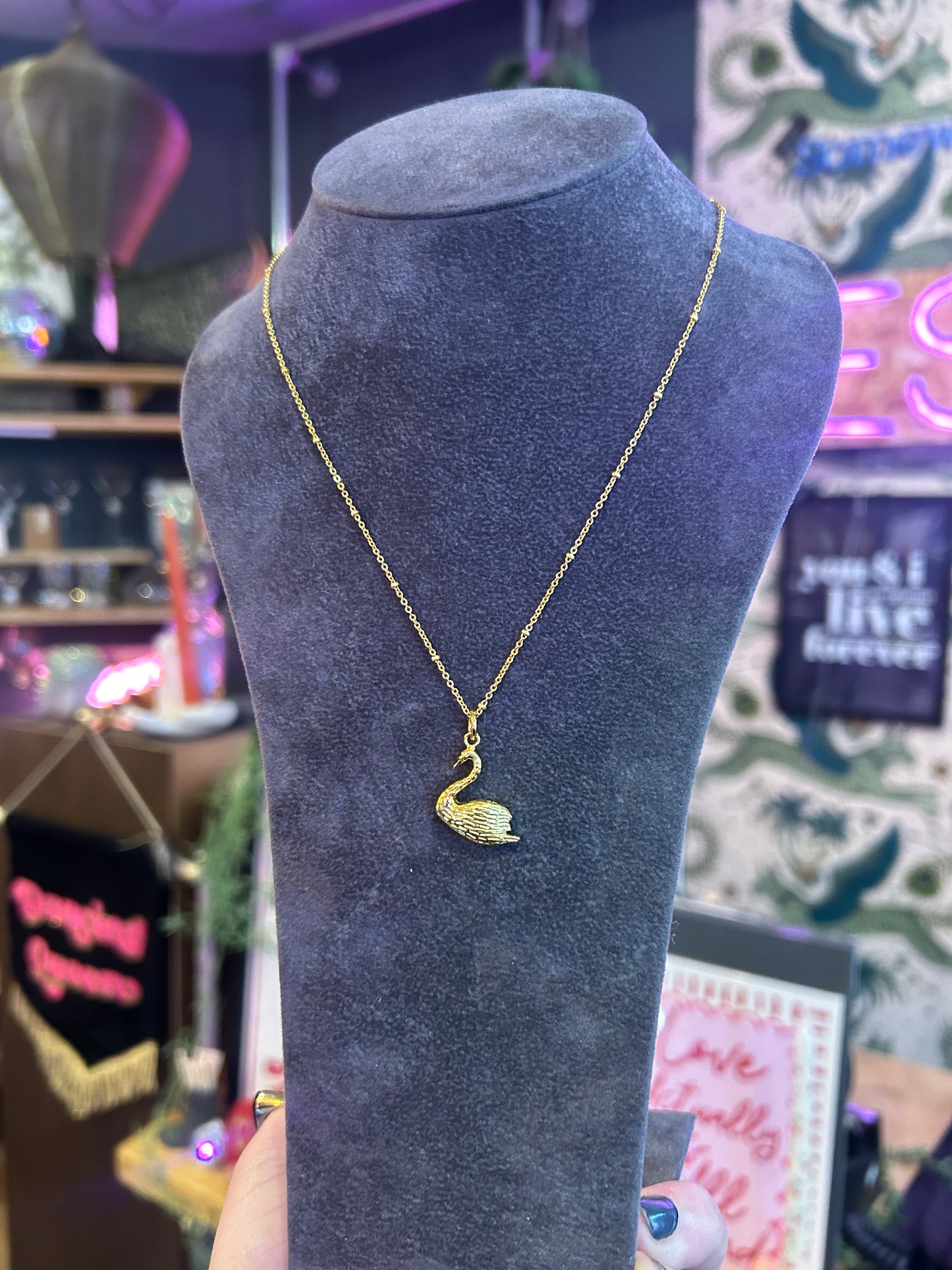 Gold Swan Necklace