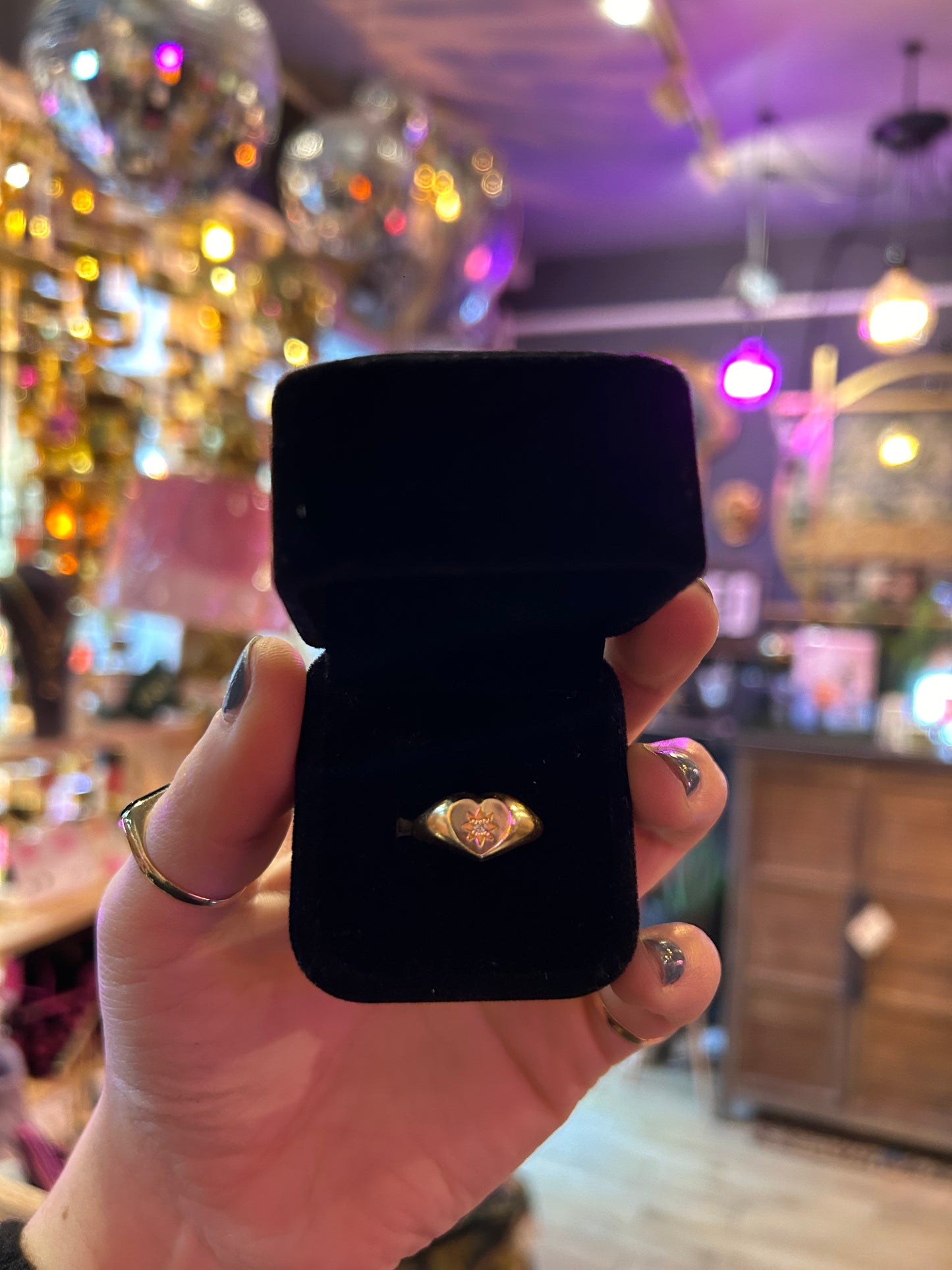 White Crystal Heart Burst Ring