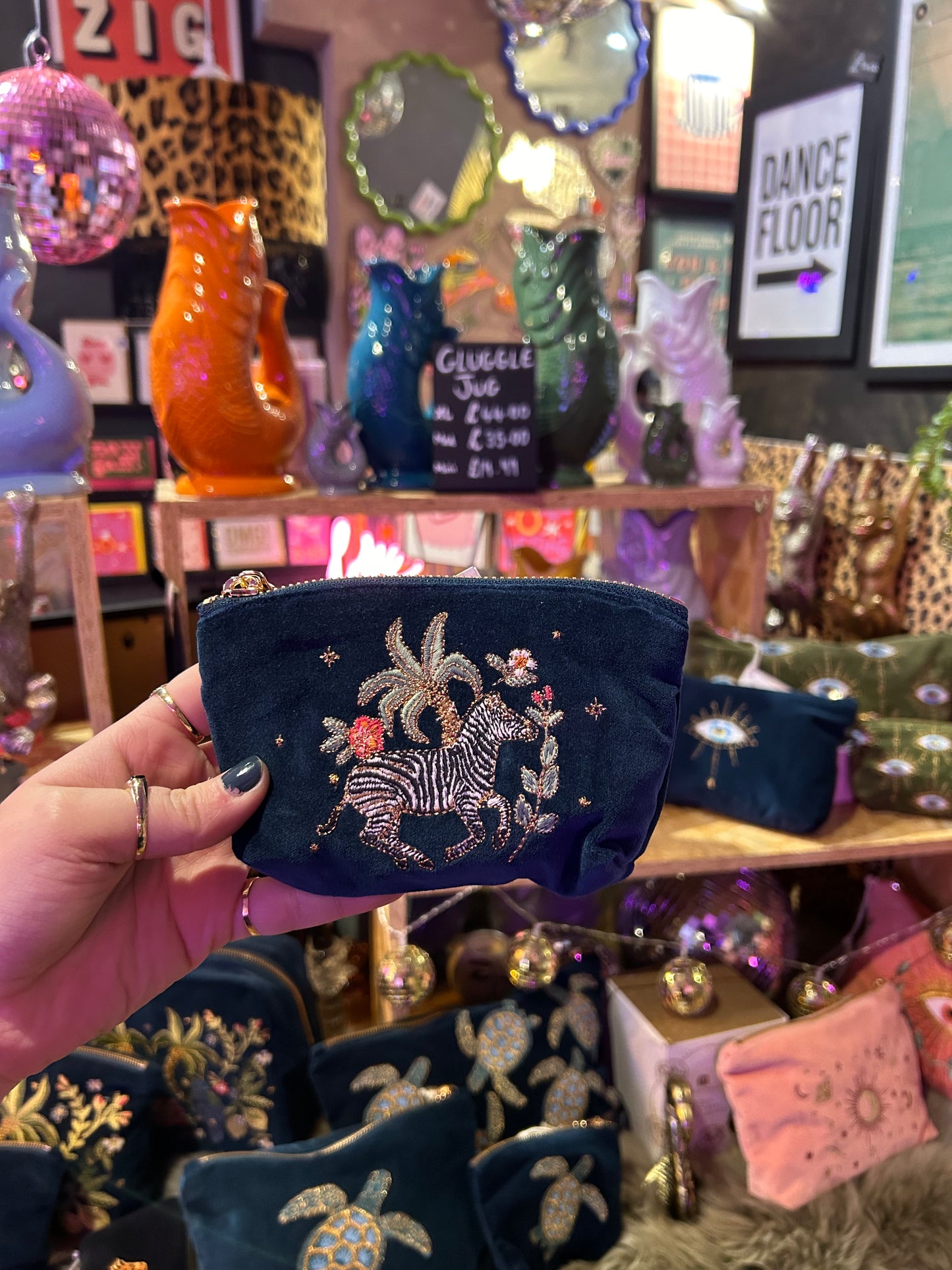 Elizabeth Scarlett Wild Zebra Navy Coin Purse